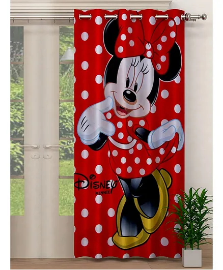 Fun Homes Disney Minnie Print Polyester Special Blackout Crush Eyelet Door Curtain - Red