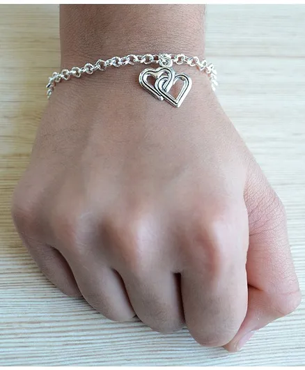 Pretty Ponytails Twin Heart Bracelet - Silver