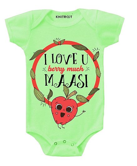 KNITROOT Short Sleeves Love You Berry Much Printed Onesie - Light Green