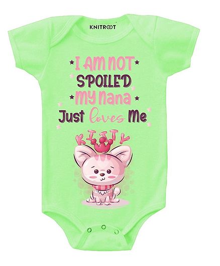 KNITROOT Short Sleeves Nana Just Loves Me Printed Onesie - Green