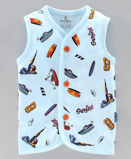 Child World Sleeveless Vest Ship Print - Blue