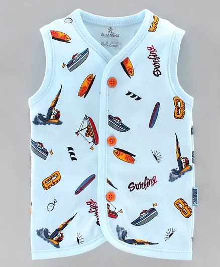 Child World Sleeveless Vest Ship Print - Blue