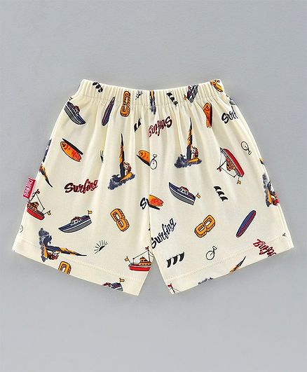 Child World Shorts Ships Print - Off White