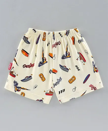 Child World Shorts Ships Print - Off White