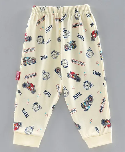 Child World Full Length Lounge Pant Vehicle Print - Off White