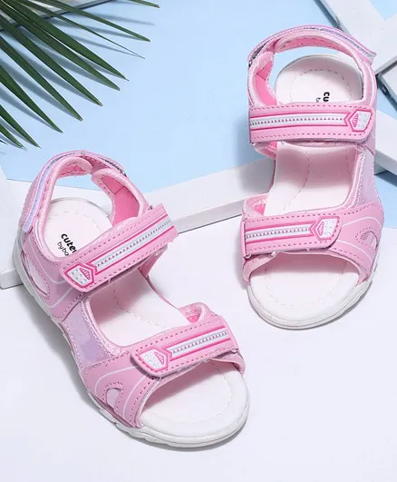 Cute Walk by Babyhug Sandals With Triple Velcro Closure - Pink