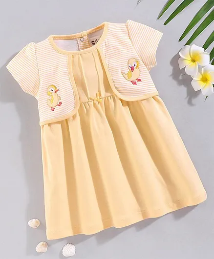 Toffyhouse Full Sleeves Frock Bird Patch - Yellow
