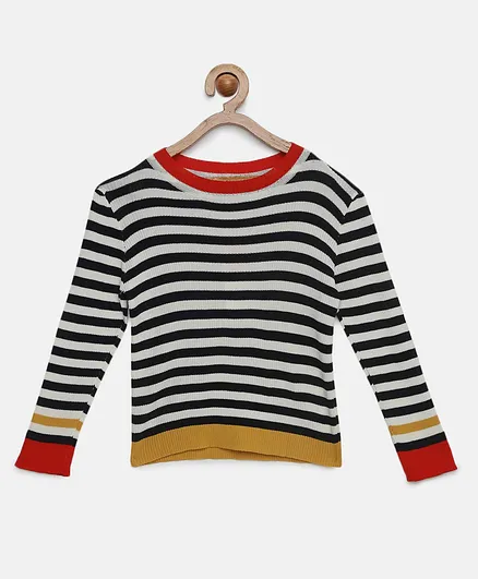 Tiny Girl Full Sleeves Striped Top - Navy Blue
