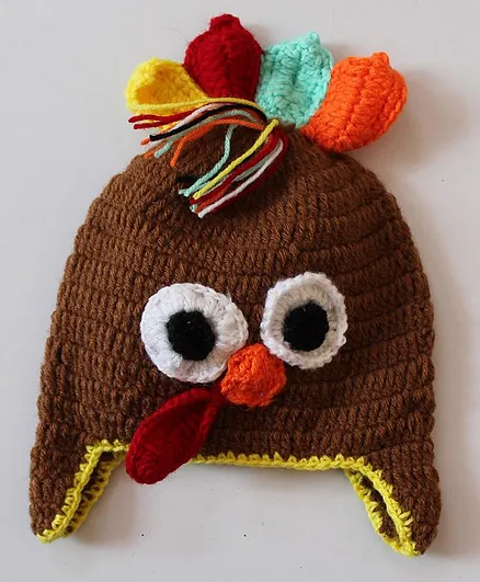 Woonie Handmade Bird Design Cap - Brown