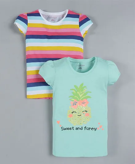 Plum Tree Pack Of 2 Short Sleeves Pineapple Print T-Shirts - Multi Colour
