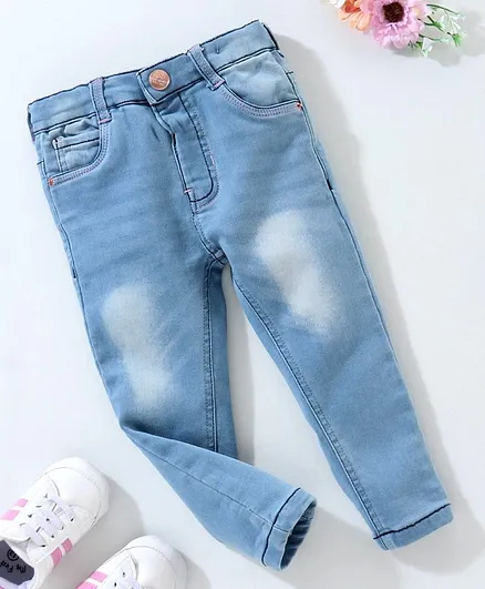 ToffyHouse Full Length Solid Color Denim Jeans - Blue