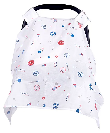 Wonder Wee Mulmul Fabric Carry Cot Cum Car Seat Cover - White