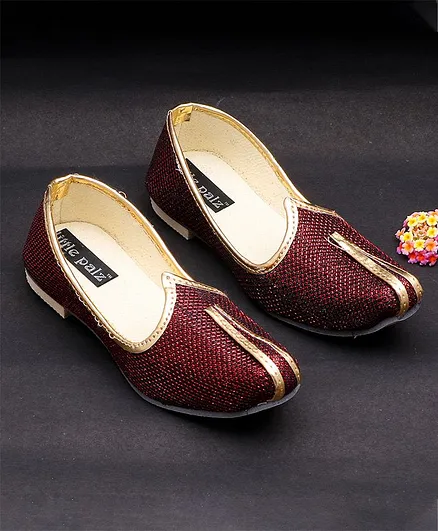 Little Palz Traditional Shimmer Mojaris - Maroon