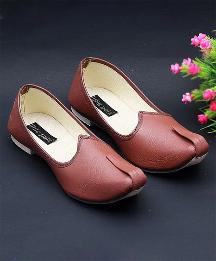 Little Palz Solid Colour Traditional Mojaris - Brown