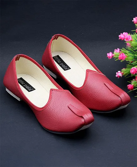 Little Palz Solid Colour Traditional Mojaris - Red