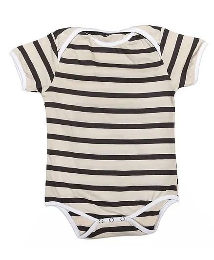 Toddler Tales Half Sleeves Stripers Onesie - Beige