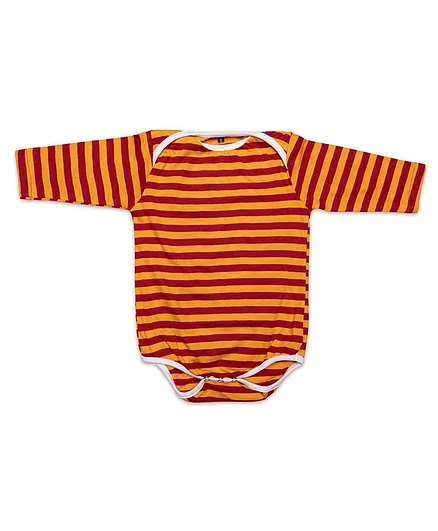Toddler Tales Full Sleeves Stripes Onesie - Red