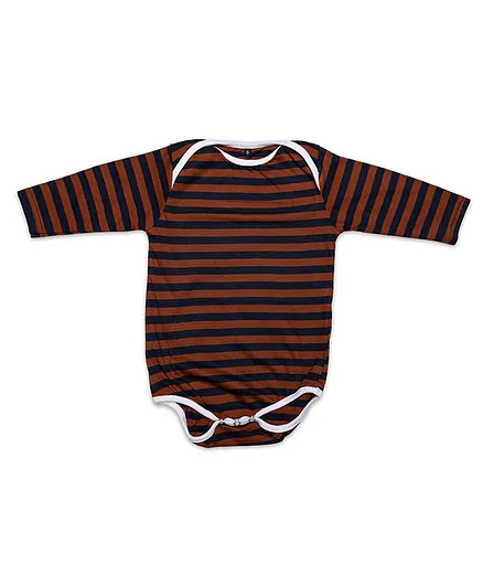 Toddler Tales Full Sleeves Stripes Onesie - Orange And Blue