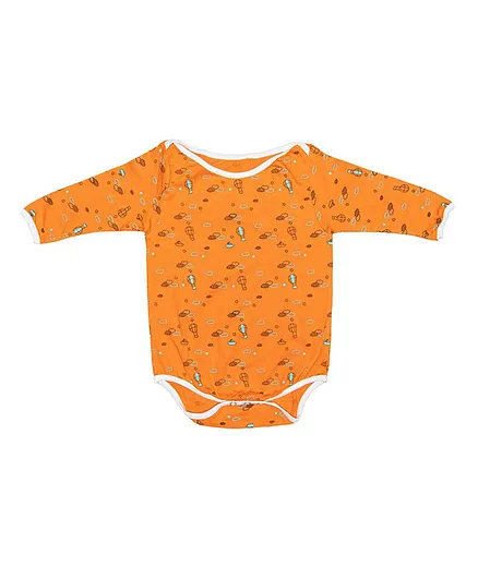 Toddler Tales Balloon Print Full Sleeves Onesies - Orange