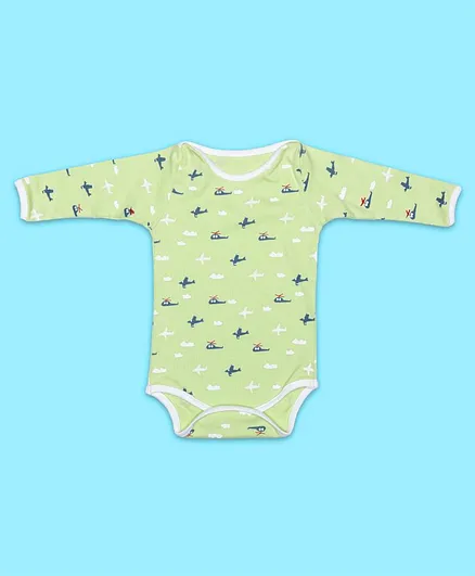 Toddler Tales Air Plane Full Sleeves Onesie - Green