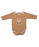 Toddler Tales Hippo Print Full Sleeves Onesie - Brown