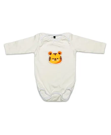 Toddler Tales Tiger Print Full Sleeves Onesie - White