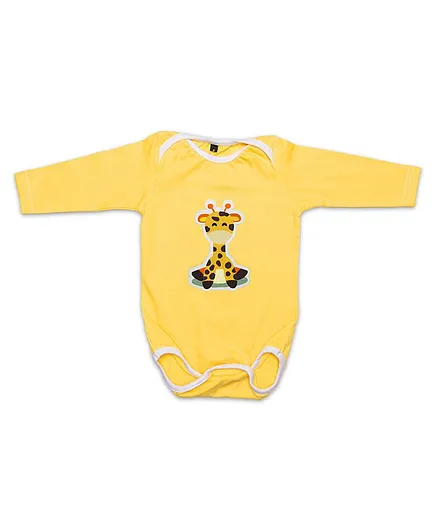 Toddler Tales Giraffe Print Full Sleeves Onesie - Yellow