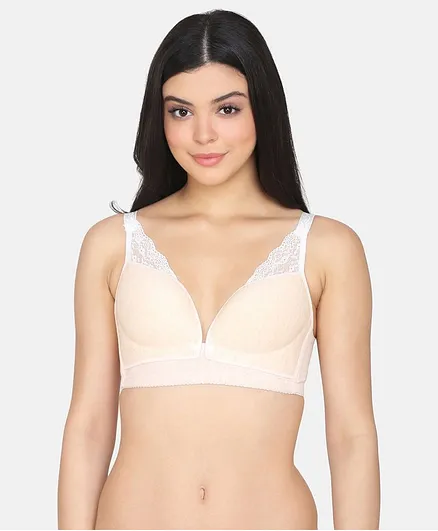 MAMMA PRESTO Full Coverage Lightly Padded Lace Design Maternity Bra - Beige