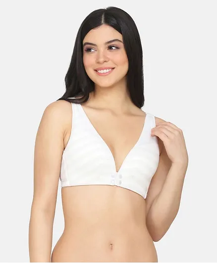 MAMMA PRESTO Full Coverage Lightly Padded Striped Maternity Bra - Grey