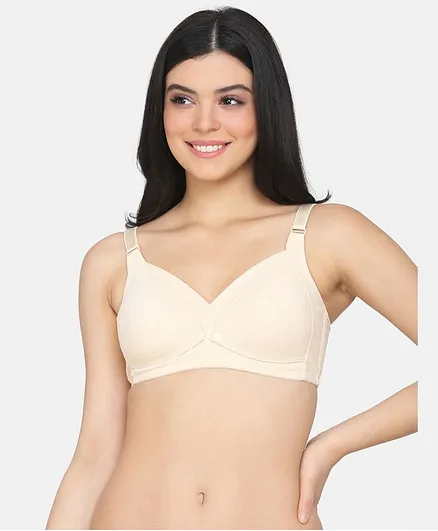MAMMA PRESTO Full Coverage Non Padded Self Design Maternity Bra - Beige