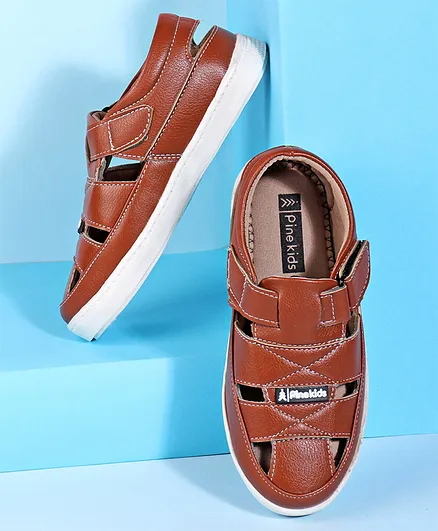 Pine Kids Velcro Closure Sandals - Brown