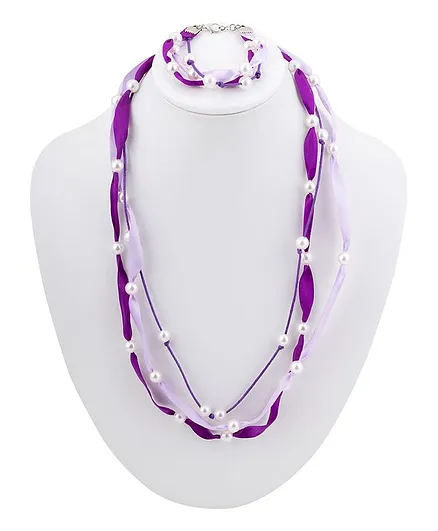 Ribbon candy Ribbon Necklace And Bracelet Set - Purple
