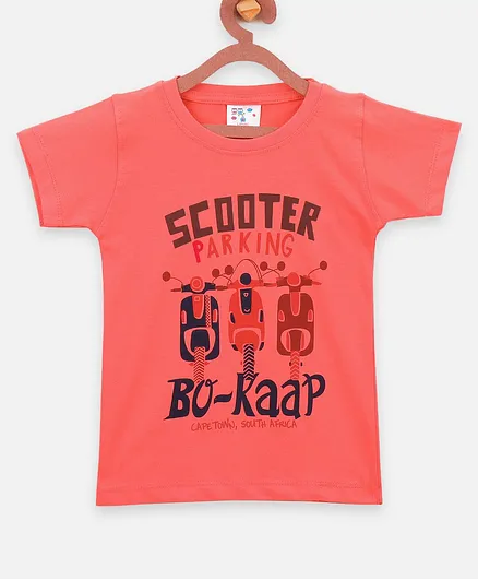 Lilpicks Couture Short Sleeves Scooter Print Tee - Peach
