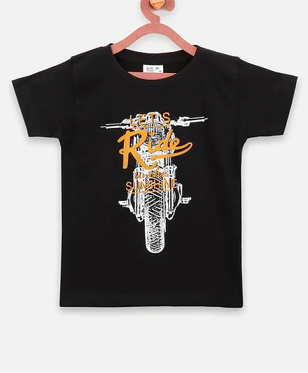 Lilpicks Couture Short Sleeves Motorbike Print Tee - Black