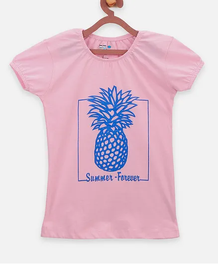 Lilpicks Couture Short Sleeves Pineapple Print Top - Pink
