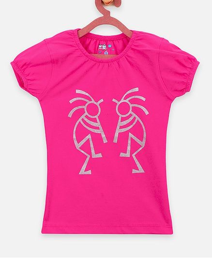 Lilpicks Couture Short Sleeves Insect Print Top - Pink