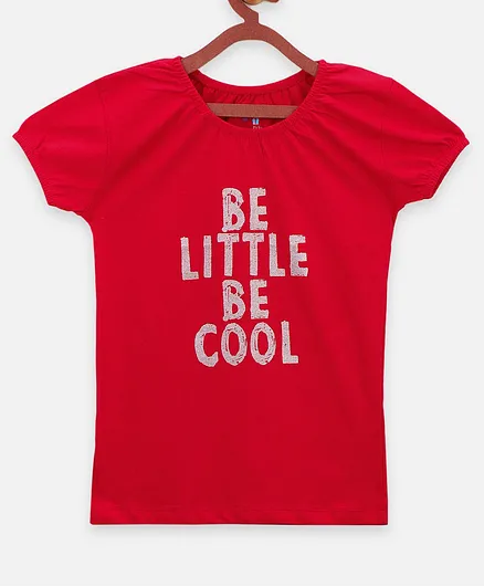 Lilpicks Couture Short Sleeves Be Little Be Cool Print Top - Red