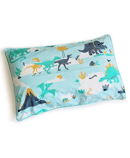 Silverlinen Snooze & Roar Dinosaur Theme Single Pillow Cover - Blue