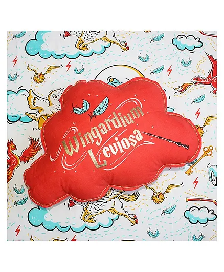 SilverLinen Harry Potter Wingardium Leviosa Print Cushion - Red
