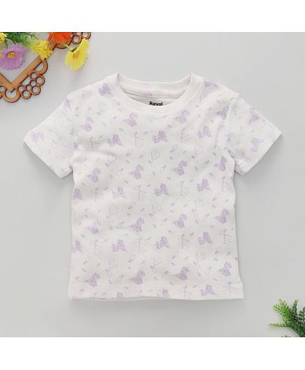 ROYAL BRATS Half Sleeves Leaves Print T-Shirt - White