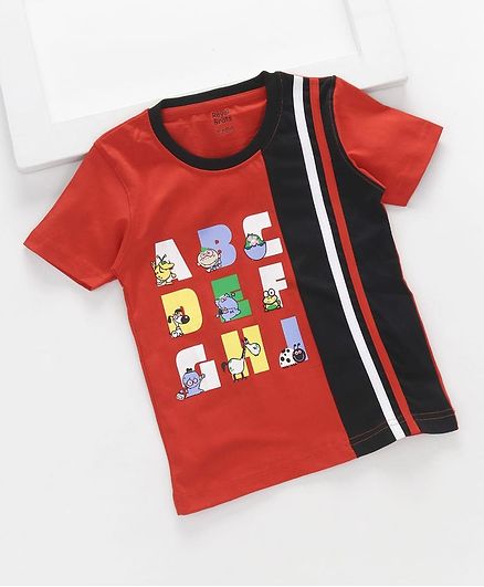 ROYAL BRATS Half Sleeves Alphabet Print T-Shirt - Red