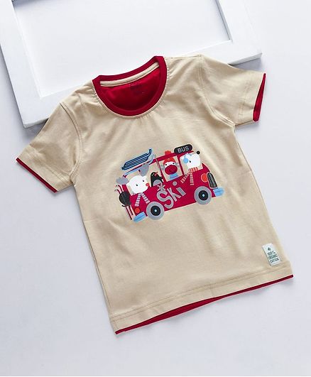 ROYAL BRATS Half Sleeves Bus Print T-Shirt - Mustard