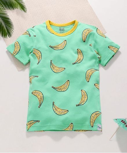 ROYAL BRATS Half Sleeves Banana Print T-Shirt - Green