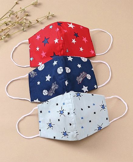 Babyhug Face Mask Star Print Pack Of 3 - Multicolor