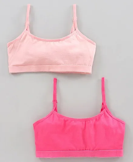 Pine Kids Anti Microbial & Bio Washed Bralette Pack of 2 - Seashell Pink Hot Pink