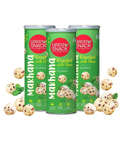 The Green Snack Co. Makhana Pudhina Pack Of 3 - 65 gm each
