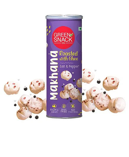 The Green Snack Co. Makhana Salt & Pepper Pack Of 2 - 65 gm each