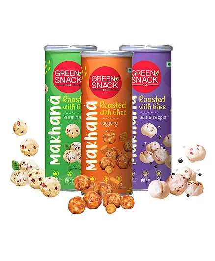 The Green Snack Co. Makhana Assorted Pack Of 3 - 120 gm and 65 gm