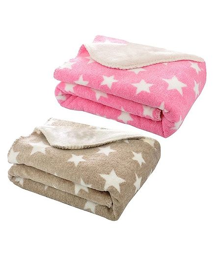 My NewBorn All Season 2 in 1 Blanket cum Wrapper Pack of 2 - Pink Brown