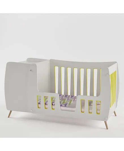 Boingg Peapod Crib With Daybed Railing - White Yellow